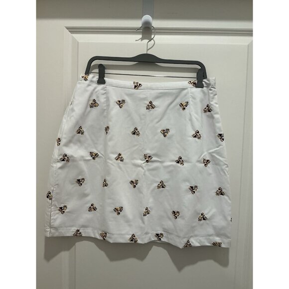 Karen Scott Skort Size 14 White Embroidered Design Zip And Hook Closure - Picture 1 of 9